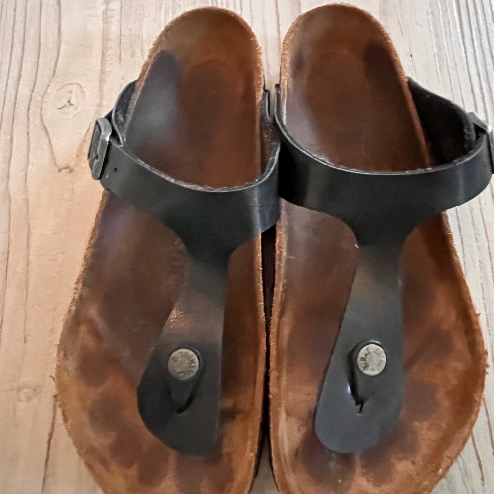 Birkenstock gizeh birko flor sandals black womens size 39 or US 8-8.5